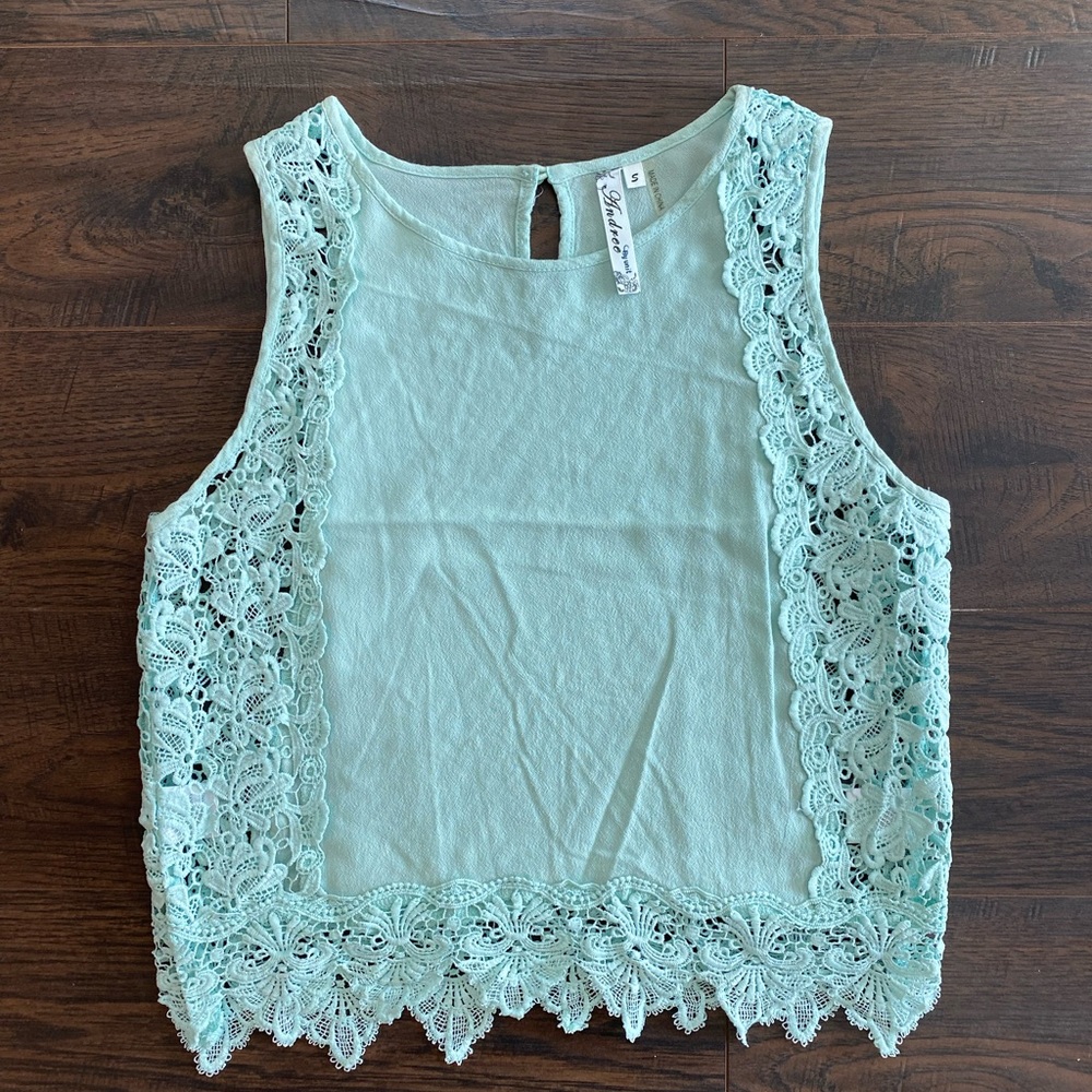 Blue cut out tank blouse